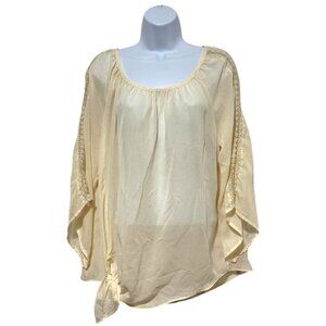Women's Large Pullover Blouse Tie Side Detailed Flower Sleeve Design By-Alyx
